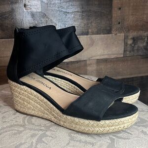 Moda Spana Kacy Espadrille Wedges with Ankle Zip Size 8.5 Black